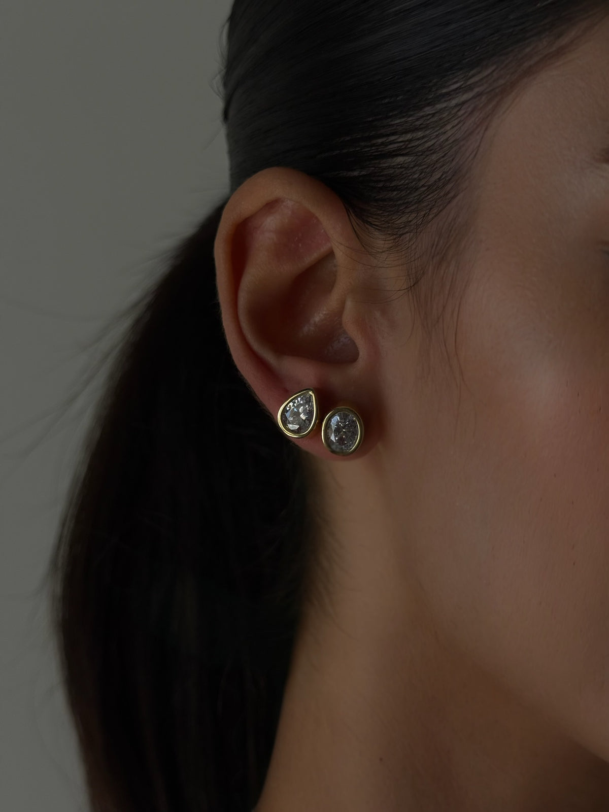 THE PEAR BEZEL STUDS